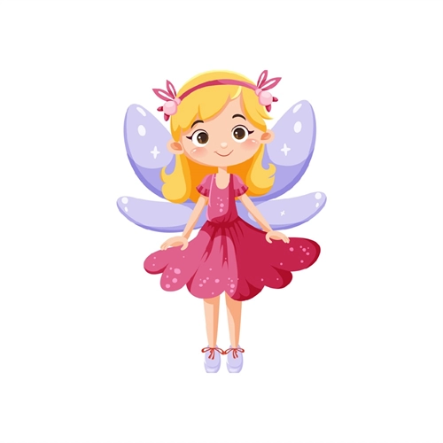 Pink Dress Fairy with Lavender Wings Transparent Sticker